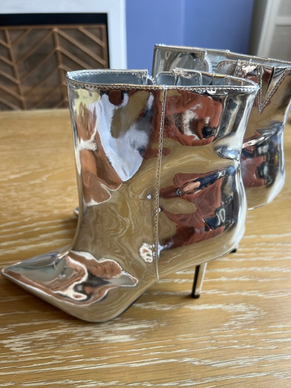 New! INC International Concepts Silver Metallic Pointed Ankle Booties